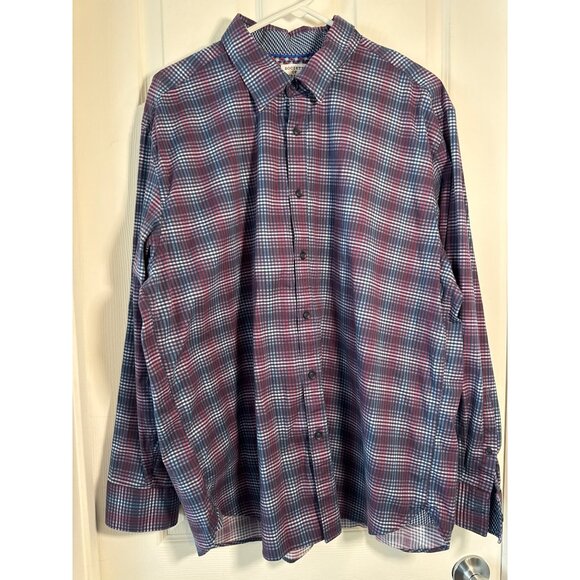 Mens Society Of Threads Comfort Stretch Slim Fit Plaid Long Sleeve Button-Down S - Picture 3 of 7